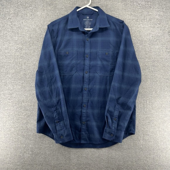 Mack Weldon Flannel Shirt Men Size Medium Wool Blend Long Sleeve Blue Plaid - Picture 1 of 7